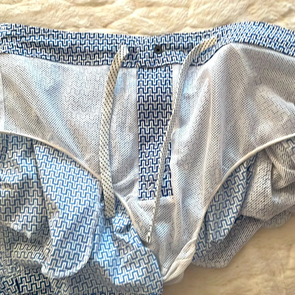 J Crew Swim Shorts Blue and White Geometric print size 32